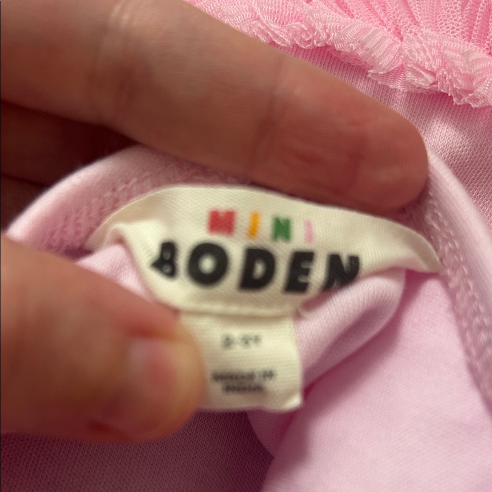 Mini Boden Pink Layered Dress with Floral Accents - Picture 2 of 4
